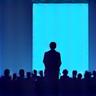 A figure at a podium addressing a crowd, for leadership.
